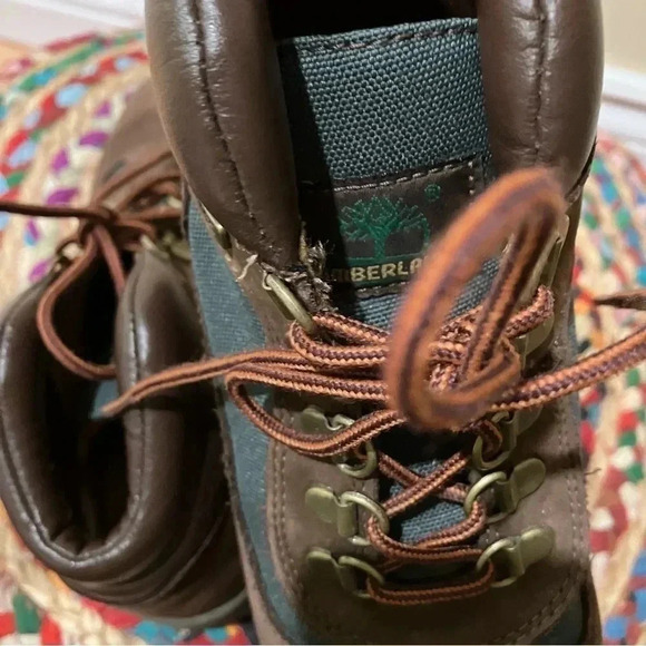 Timberland vintage  brown leather green hiking shoes boots - Picture 5 of 7